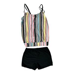 Stripped Print 2 Piece Set Tankini Swimwear XL/L